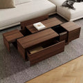 Rectangle Coffee Table with Drawers, Wood Center Table with Storage, Modern Coffee Table with Sliding Top