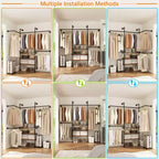 Appendiabiti da Parete Industriale con Mensole in Legno, 4 Barre – Nero / Marrone / Grigio Scuro / Bianco – 1–2 Persone