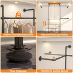 Appendiabiti da Parete Industriale con Mensole in Legno, 4 Barre – Nero / Marrone / Grigio Scuro / Bianco – 1–2 Persone