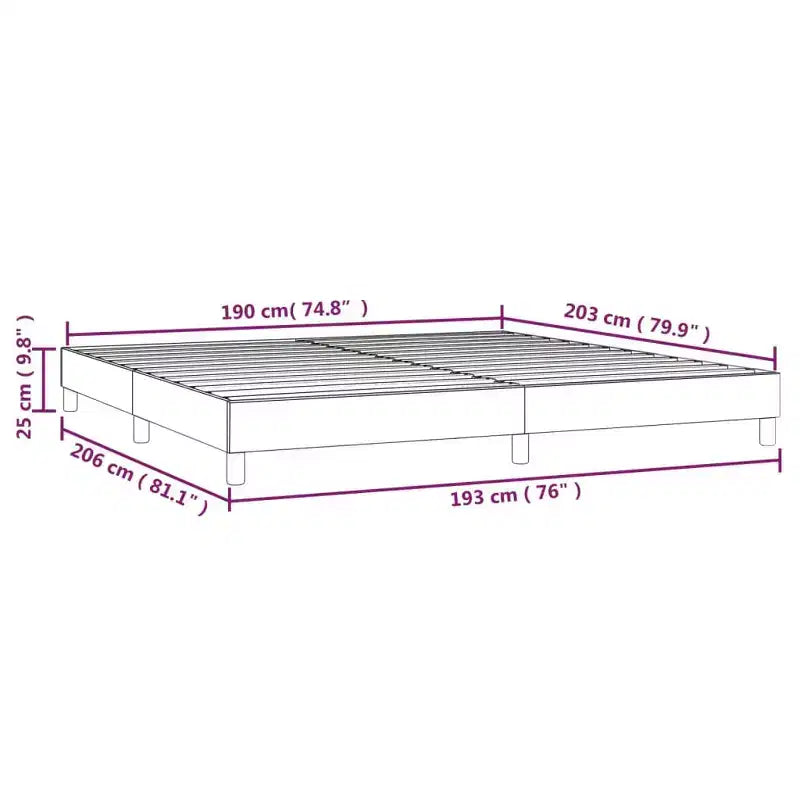 Telaio letto matrimoniale king size grigio scuro, senza testiera, 2 posti letto