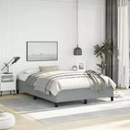 Bed Frame Light Grey Polyester, Plywood, Engineered Wood Full
