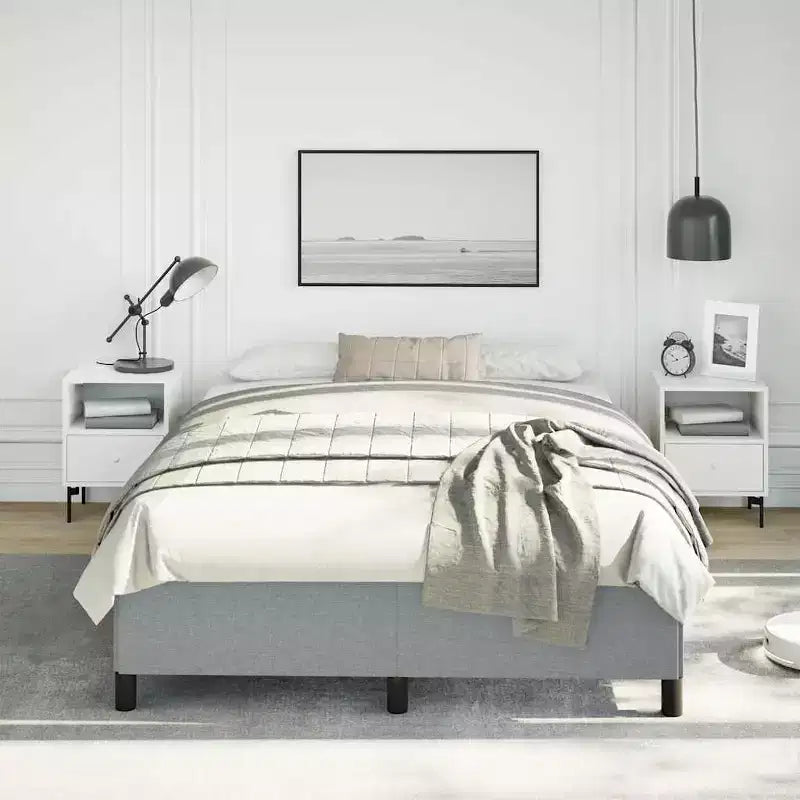 Struttura letto a piattaforma matrimoniale completa grigio chiaro, per 2 persone