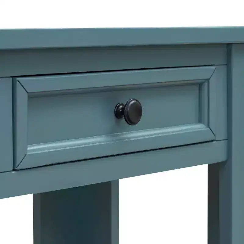 Blu Scuro / Espresso / Grigio Lavato / Blu Navy / Marrone Chiaro – Tavolino Consolle Stretto, Stile Retrò Invecchiato, 4 Cassetti e Ripiano, 1 Pezzo