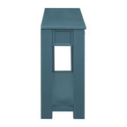 Blu Scuro / Espresso / Grigio Lavato / Blu Navy / Marrone Chiaro – Tavolino Consolle Stretto, Stile Retrò Invecchiato, 4 Cassetti e Ripiano, 1 Pezzo