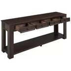 Blu Scuro / Espresso / Grigio Lavato / Blu Navy / Marrone Chiaro – Tavolino Consolle Stretto, Stile Retrò Invecchiato, 4 Cassetti e Ripiano, 1 Pezzo