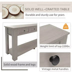 Blu Scuro / Espresso / Grigio Lavato / Blu Navy / Marrone Chiaro – Tavolino Consolle Stretto, Stile Retrò Invecchiato, 4 Cassetti e Ripiano, 1 Pezzo
