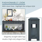 Blu Scuro / Espresso / Grigio Lavato / Blu Navy / Marrone Chiaro – Tavolino Consolle Stretto, Stile Retrò Invecchiato, 4 Cassetti e Ripiano, 1 Pezzo