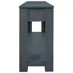Blu Scuro / Espresso / Grigio Lavato / Blu Navy / Marrone Chiaro – Tavolino Consolle Stretto, Stile Retrò Invecchiato, 4 Cassetti e Ripiano, 1 Pezzo