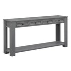Blu Scuro / Espresso / Grigio Lavato / Blu Navy / Marrone Chiaro – Tavolino Consolle Stretto, Stile Retrò Invecchiato, 4 Cassetti e Ripiano, 1 Pezzo