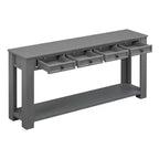 Blu Scuro / Espresso / Grigio Lavato / Blu Navy / Marrone Chiaro – Tavolino Consolle Stretto, Stile Retrò Invecchiato, 4 Cassetti e Ripiano, 1 Pezzo