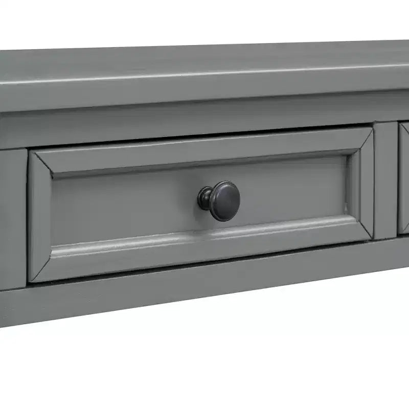 Blu Scuro / Espresso / Grigio Lavato / Blu Navy / Marrone Chiaro – Tavolino Consolle Stretto, Stile Retrò Invecchiato, 4 Cassetti e Ripiano, 1 Pezzo