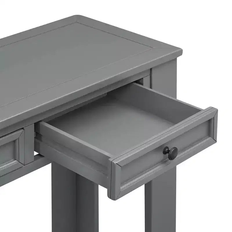 Blu Scuro / Espresso / Grigio Lavato / Blu Navy / Marrone Chiaro – Tavolino Consolle Stretto, Stile Retrò Invecchiato, 4 Cassetti e Ripiano, 1 Pezzo
