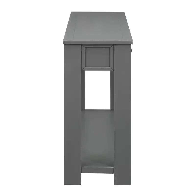 Blu Scuro / Espresso / Grigio Lavato / Blu Navy / Marrone Chiaro – Tavolino Consolle Stretto, Stile Retrò Invecchiato, 4 Cassetti e Ripiano, 1 Pezzo