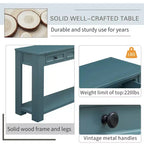 Blu Scuro / Espresso / Grigio Lavato / Blu Navy / Marrone Chiaro – Tavolino Consolle Stretto, Stile Retrò Invecchiato, 4 Cassetti e Ripiano, 1 Pezzo