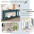 Blu Scuro / Espresso / Grigio Lavato / Blu Navy / Marrone Chiaro – Tavolino Consolle Stretto, Stile Retrò Invecchiato, 4 Cassetti e Ripiano, 1 Pezzo