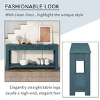 Blu Scuro / Espresso / Grigio Lavato / Blu Navy / Marrone Chiaro – Tavolino Consolle Stretto, Stile Retrò Invecchiato, 4 Cassetti e Ripiano, 1 Pezzo
