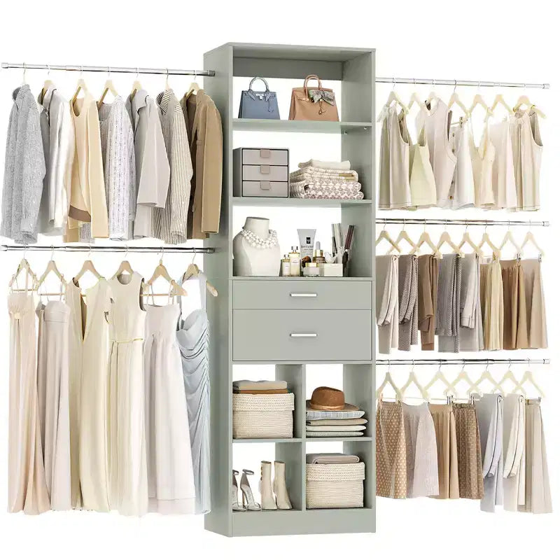 Organizzatore per armadio regolabile Beige / Nero / Ciano / Bianco, 240 cm, 1 persona