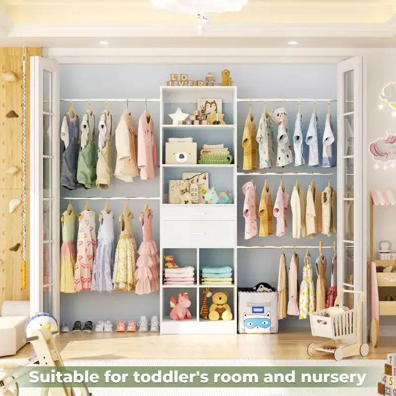 Organizzatore per armadio regolabile Beige / Nero / Ciano / Bianco, 240 cm, 1 persona