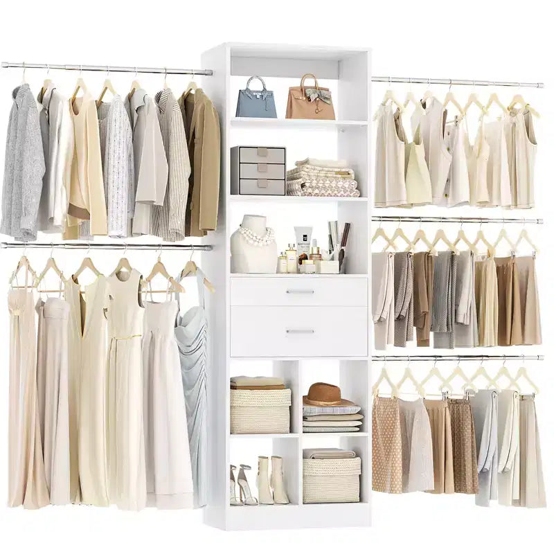 Organizzatore per armadio regolabile Beige / Nero / Ciano / Bianco, 240 cm, 1 persona