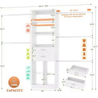 Organizzatore per armadio regolabile Beige / Nero / Ciano / Bianco, 240 cm, 1 persona