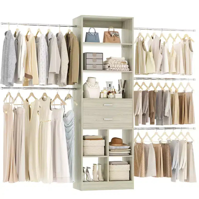 Organizzatore per armadio regolabile Beige / Nero / Ciano / Bianco, 240 cm, 1 persona