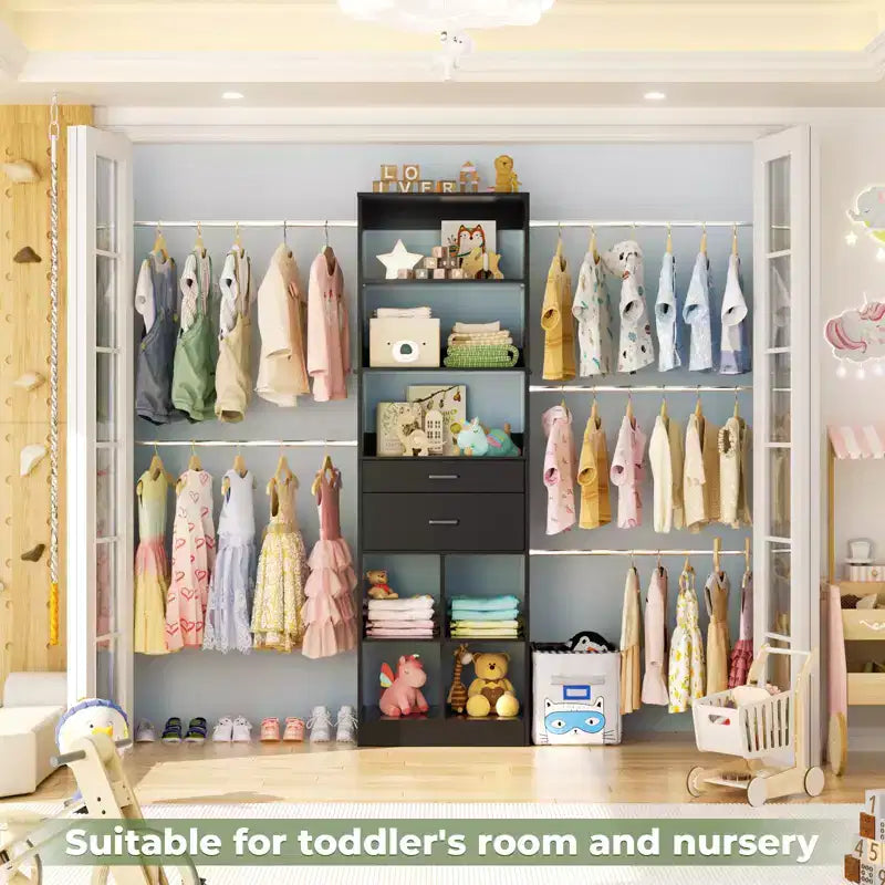Organizzatore per armadio regolabile Beige / Nero / Ciano / Bianco, 240 cm, 1 persona