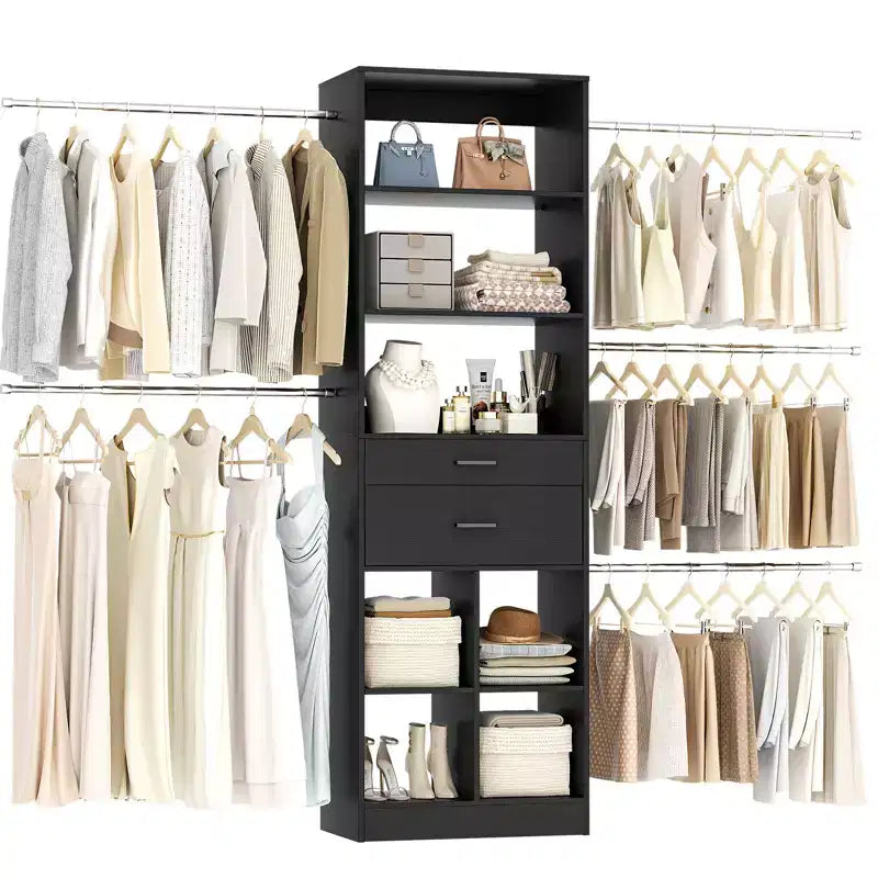 Organizzatore per armadio regolabile Beige / Nero / Ciano / Bianco, 240 cm, 1 persona