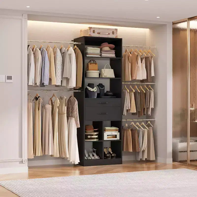 Organizzatore per armadio regolabile Beige / Nero / Ciano / Bianco, 240 cm, 1 persona
