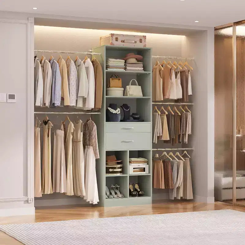 Organizzatore per armadio regolabile Beige / Nero / Ciano / Bianco, 240 cm, 1 persona
