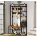 3-in-1 Gray Shoe Rack/Hanger - Iron/MDF/Non-Woven, Suitable for Entryway
