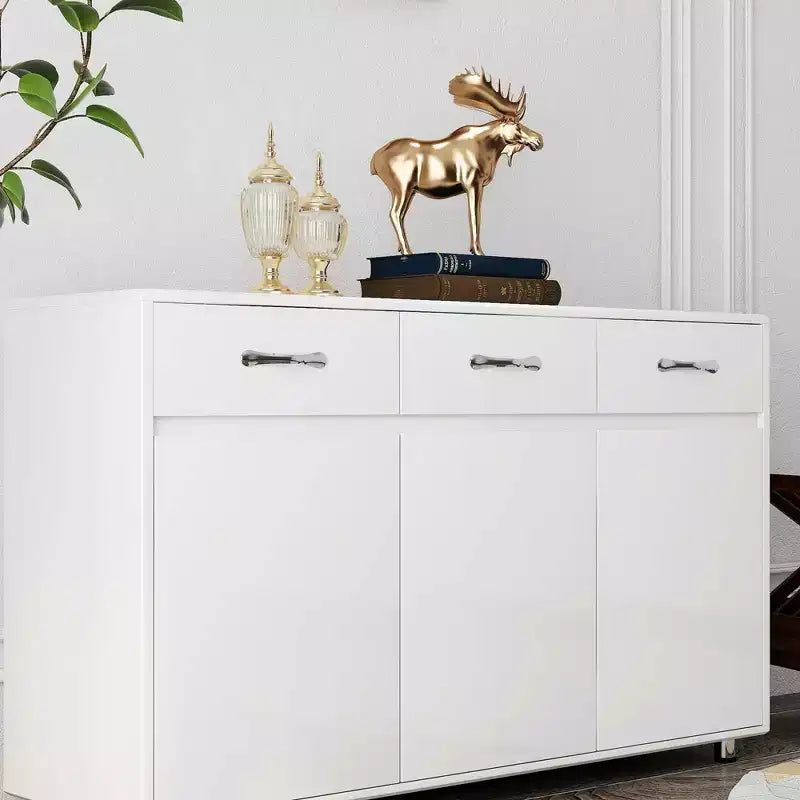Tavolino a 3 Ante con Ripostiglio, MDF, Grigio/Bianco