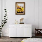 Tavolino a 3 Ante con Ripostiglio, MDF, Grigio/Bianco