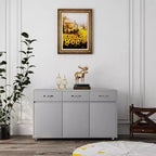 Tavolino a 3 Ante con Ripostiglio, MDF, Grigio/Bianco