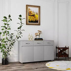 Tavolino a 3 Ante con Ripostiglio, MDF, Grigio/Bianco