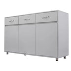 Tavolino a 3 Ante con Ripostiglio, MDF, Grigio/Bianco