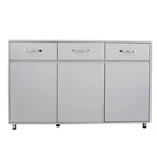 Tavolino a 3 Ante con Ripostiglio, MDF, Grigio/Bianco