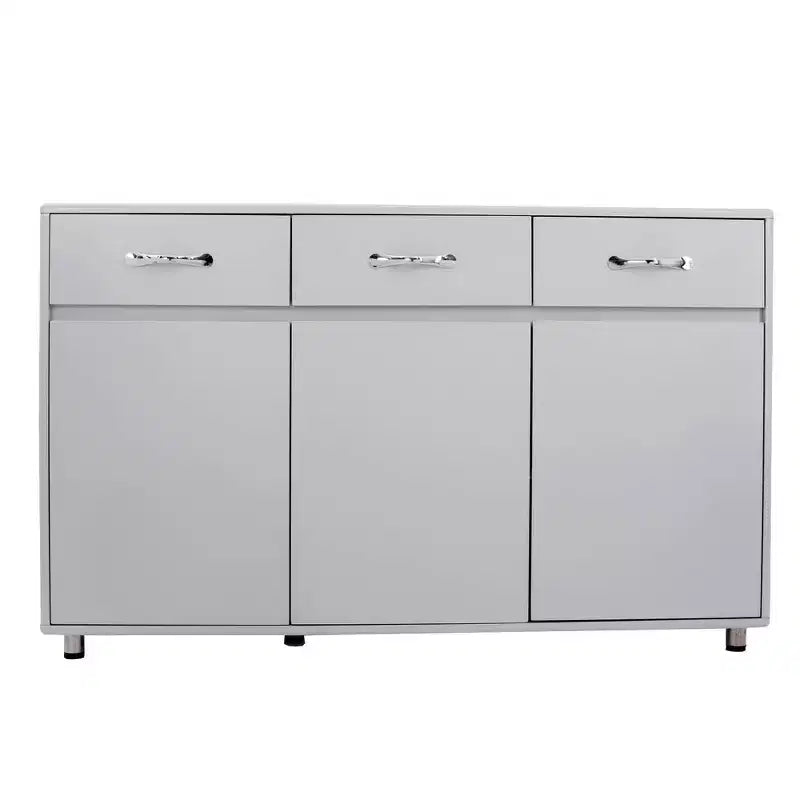 Tavolino a 3 Ante con Ripostiglio, MDF, Grigio/Bianco
