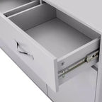 Tavolino a 3 Ante con Ripostiglio, MDF, Grigio/Bianco