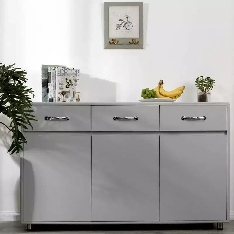 MAYEERTY Gray Three-Door Side Table Cabinet, Multipurpose Storage End Table with Sturdy Structure for Home