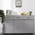 MAYEERTY Gray Three-Door Side Table Cabinet, Multipurpose Storage End Table with Sturdy Structure for Home