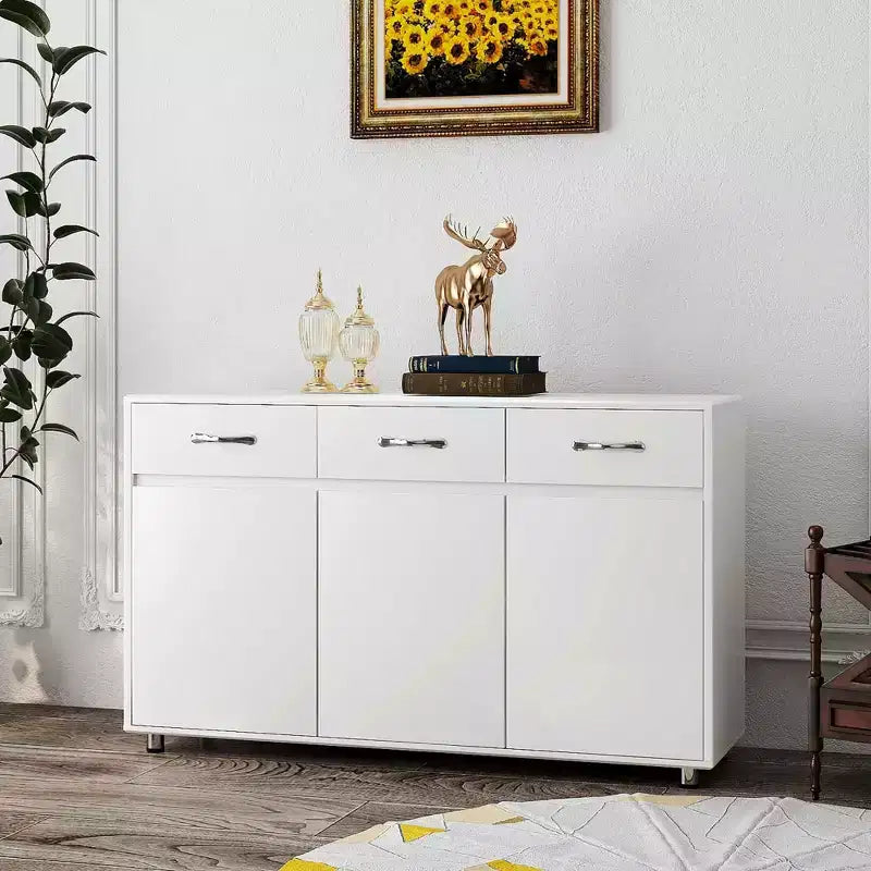 Tavolino a 3 Ante con Ripostiglio, MDF, Grigio/Bianco