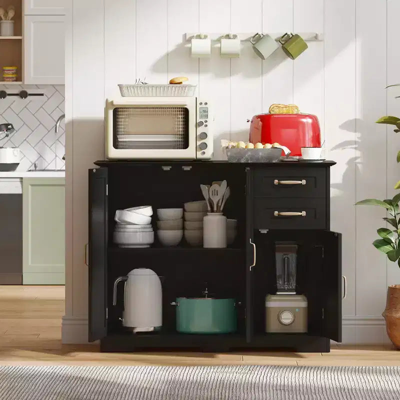 Madia moderna 40" nera/bianca con 2 cassetti e 3 ante