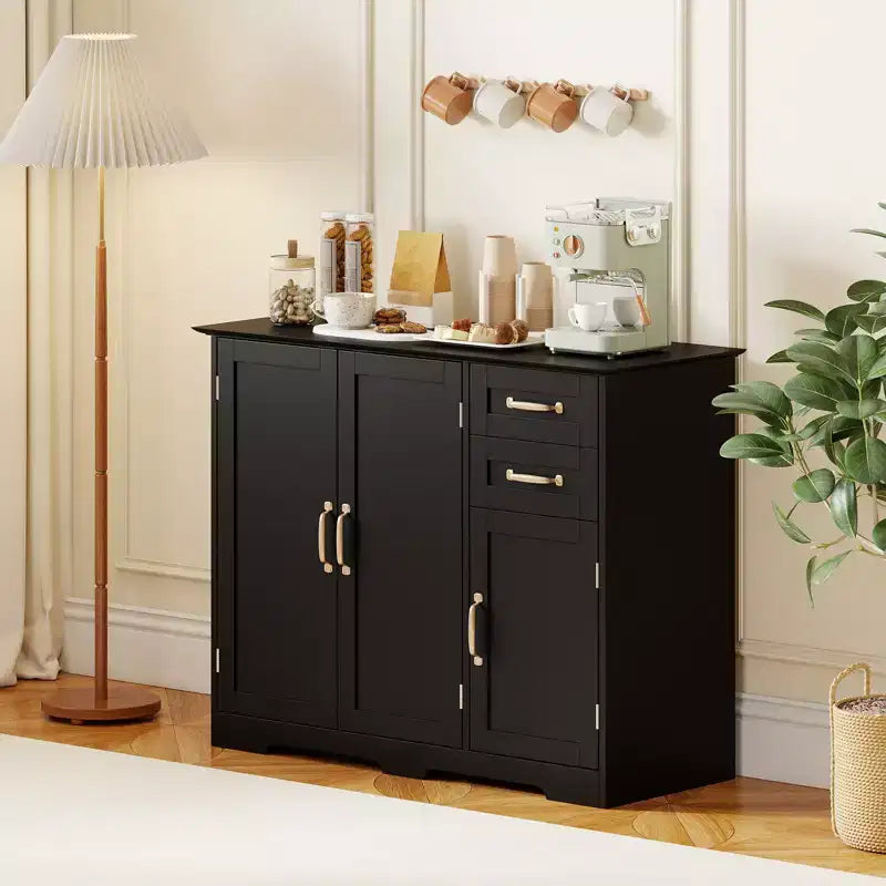 Madia moderna 40" nera/bianca con 2 cassetti e 3 ante