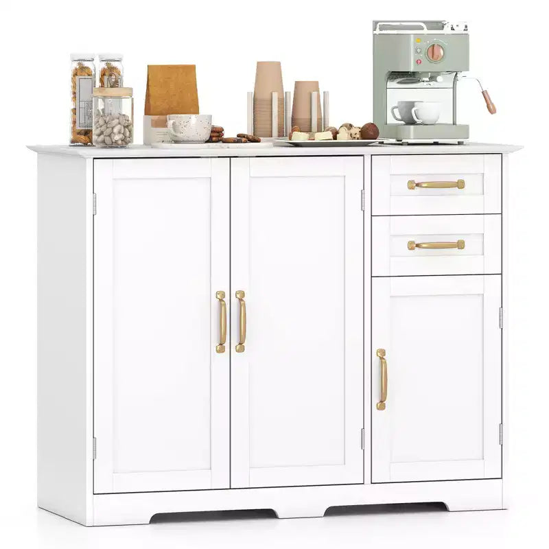 Madia moderna 40" nera/bianca con 2 cassetti e 3 ante