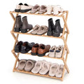 Costway 4-Tier Foldable Bamboo Shoe Rack Multi-Functional Freestanding Planter Hallway