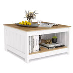 Costway Coffee Table w/ Storage Shelf Farmhouse Rustic Center Table Space-Saving