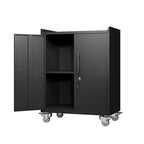 Clihome Lockable Rolling Tool Cabinet, Mobile 2-Door Storage Chest with Wheels and Keys, 360lbs Heavy Duty for Garage, Workshop, Tool Storage