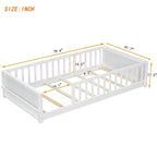 Testiera a forma di casa con sponde di protezione, da appoggiare a terra, colore grigio/naturale/bianco - Full Size, 1 bambino