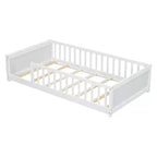 Testiera a forma di casa con sponde di protezione, da appoggiare a terra, colore grigio/naturale/bianco - Full Size, 1 bambino