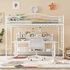 Letto a soppalco singolo con scaletta e sponda di protezione – Nero/Bianco crema/Oro/Rosa/Grigio argento, Struttura in metallo, 1 persona